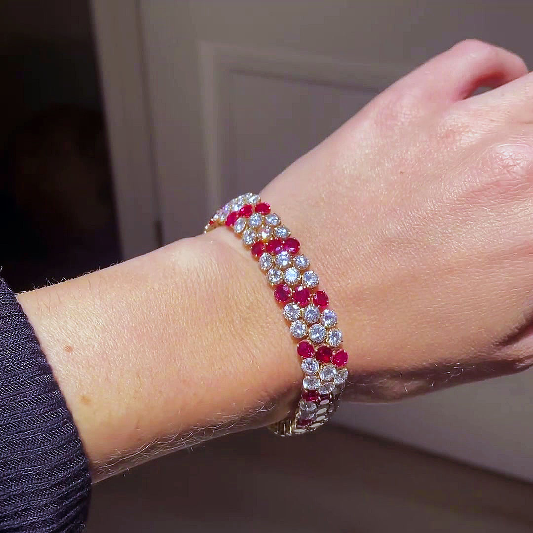 Round Cut Ruby Sapphire Bracelet
