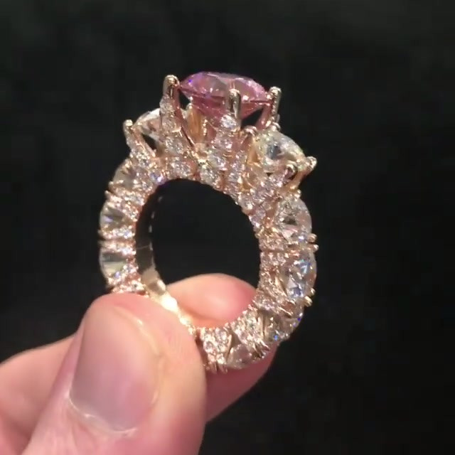 3ct Round Cut Pink Sapphire  Engagement Ring