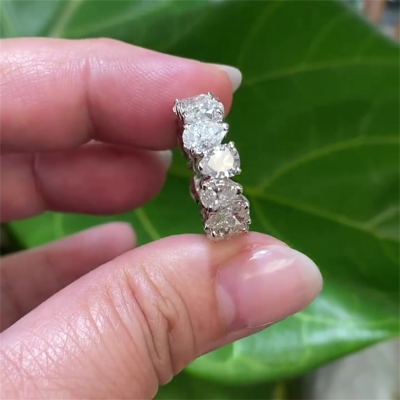 4ct Pear Cut White Sapphire Wedding Band