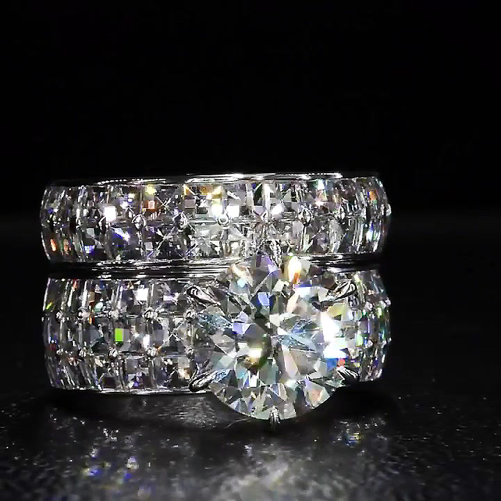 4ct Round Cut White Sapphire Wedding Set