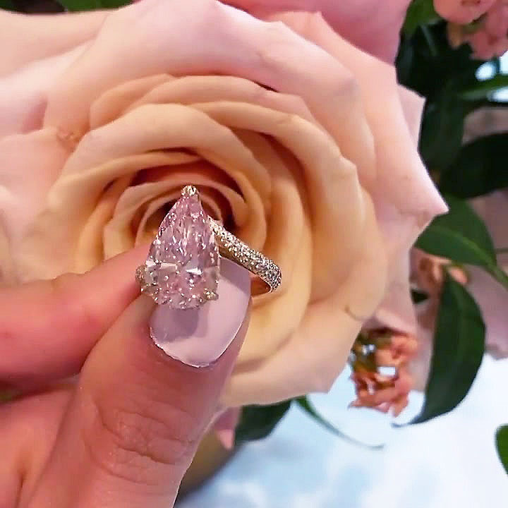 4ct Pear Cut Pink Sapphire Engagement Ring