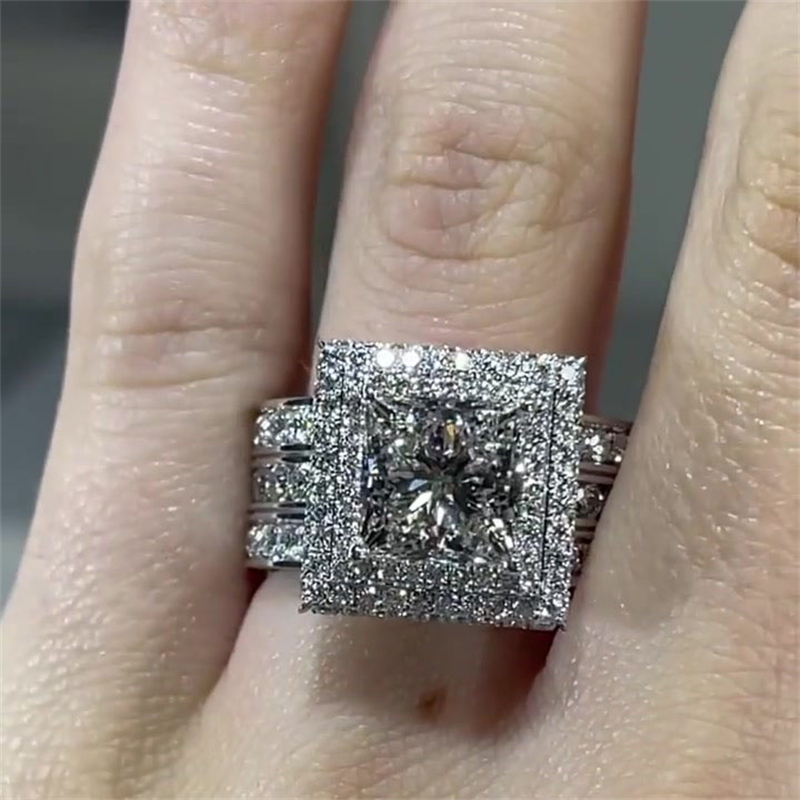 6ct Princess Cut White Sapphire Engagement Ring