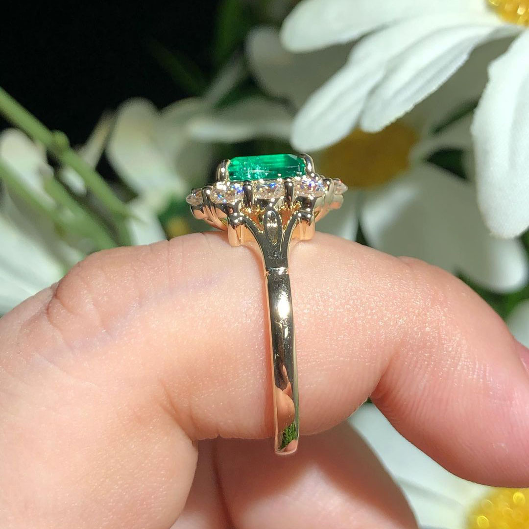 4ct Radiant Cut Green Sapphire Engagement Ring