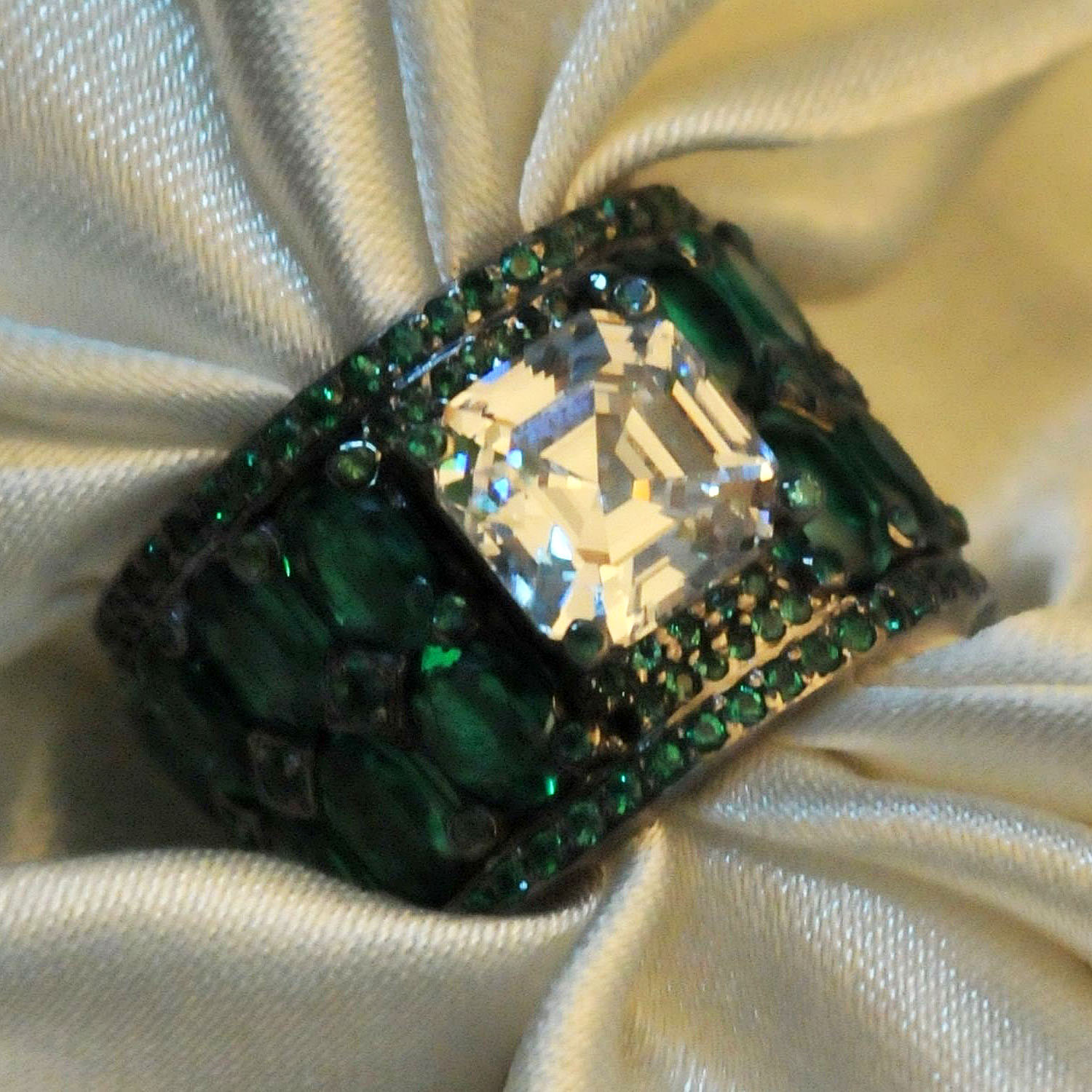 3ct Emerald Cut Emerald Sapphire Engagement Ring