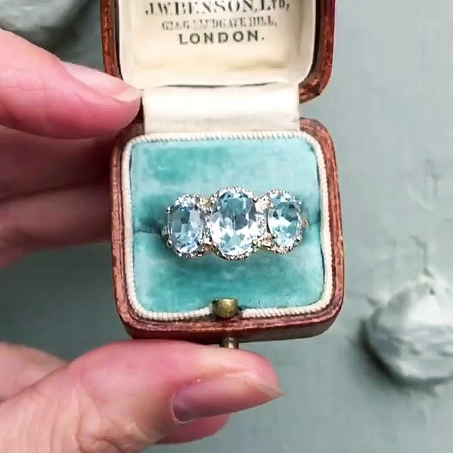 8ct Oval Cut Aquamarine Sapphire Eternity Ring