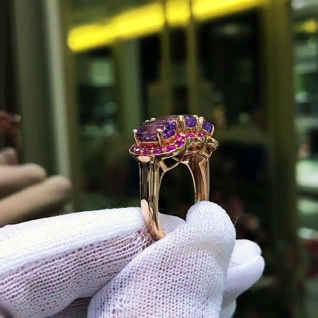 6.25ct Oval Cut Amethyst Sapphire Eternity Ring