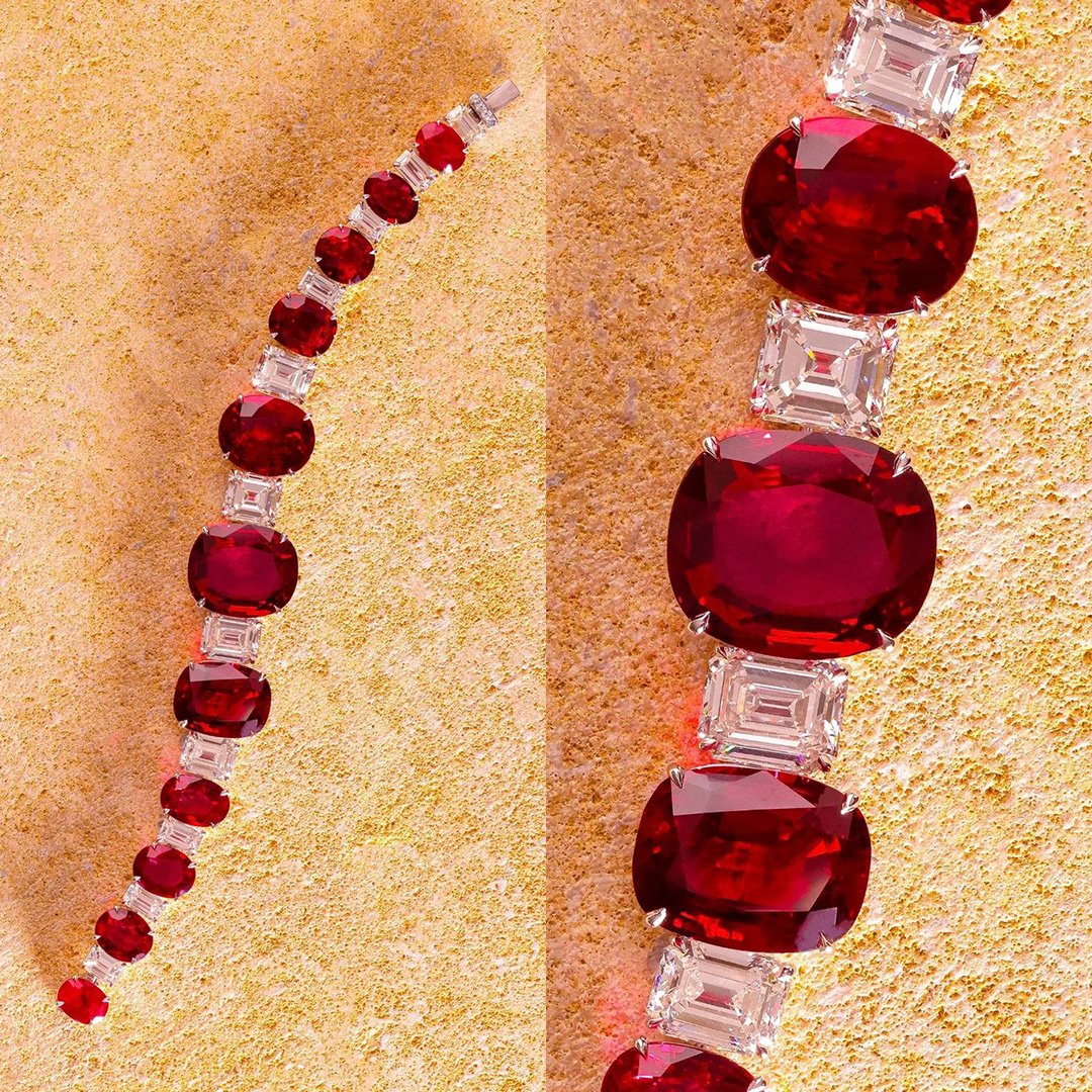 Oval&Princess Cut Ruby Sapphire Bracelet