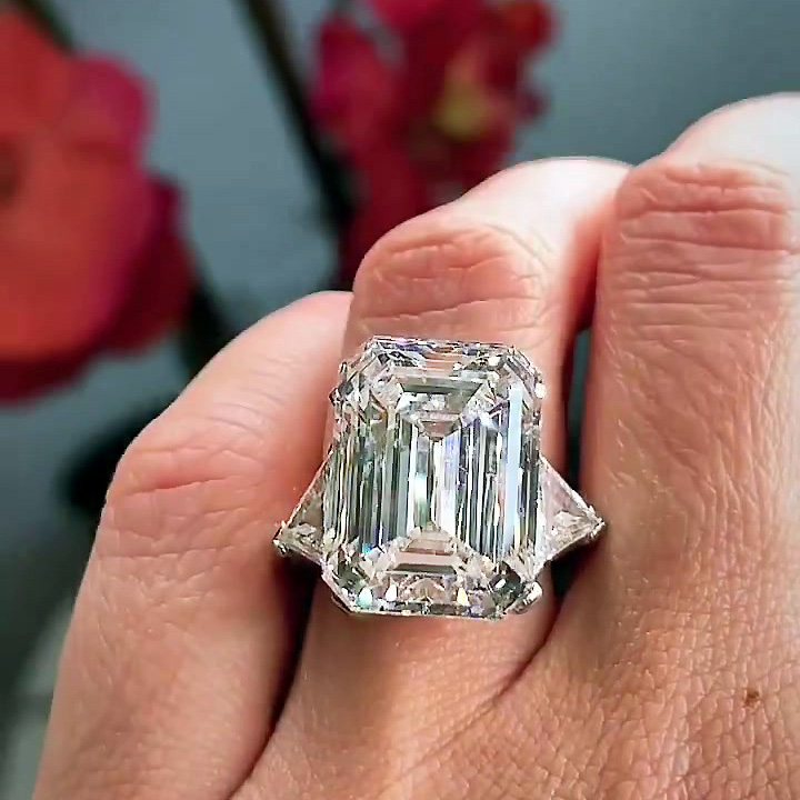 7ct Emerald Cut White Sapphire Engagement Ring