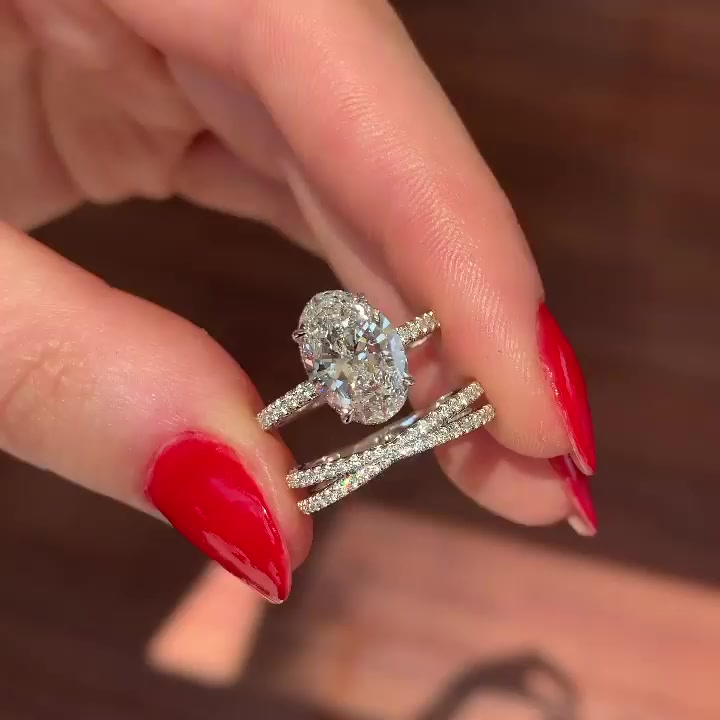 5ct Oval Cut White Sapphire wedding Set