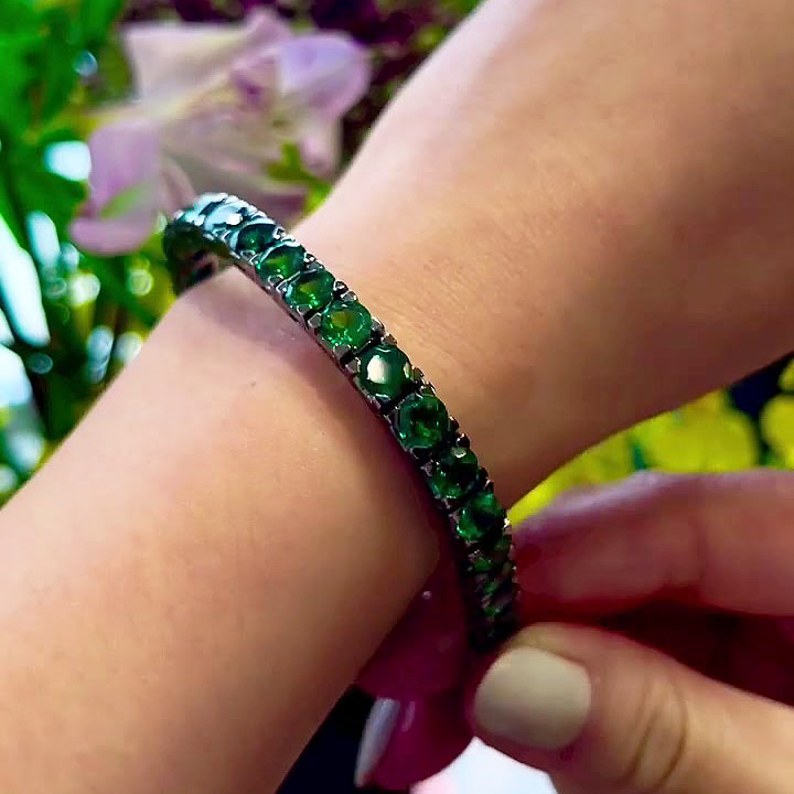 Round Cut Emerald Sapphire Tennis Chain Bracelet