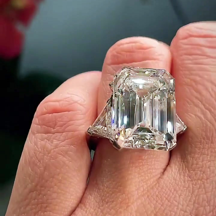 7ct Emerald Cut White Sapphire Engagement Ring