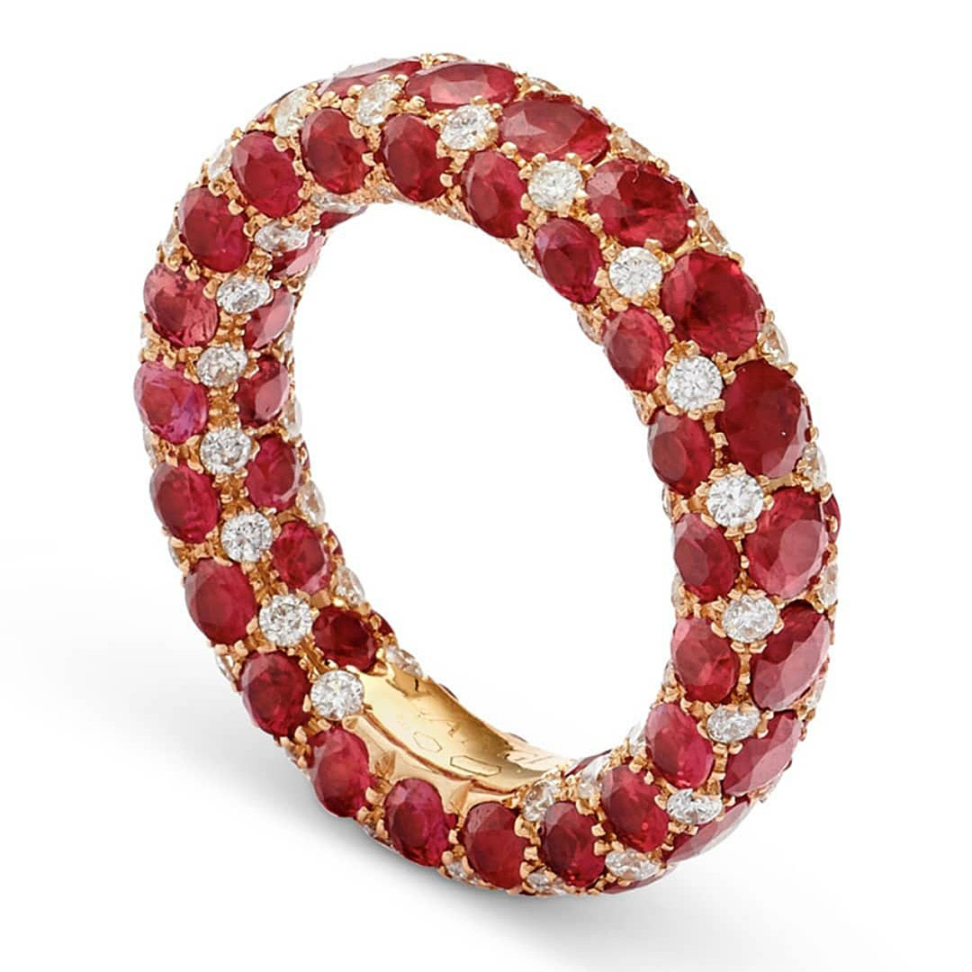 3.75ct Oval Cut Ruby Sapphire Eternity Ring