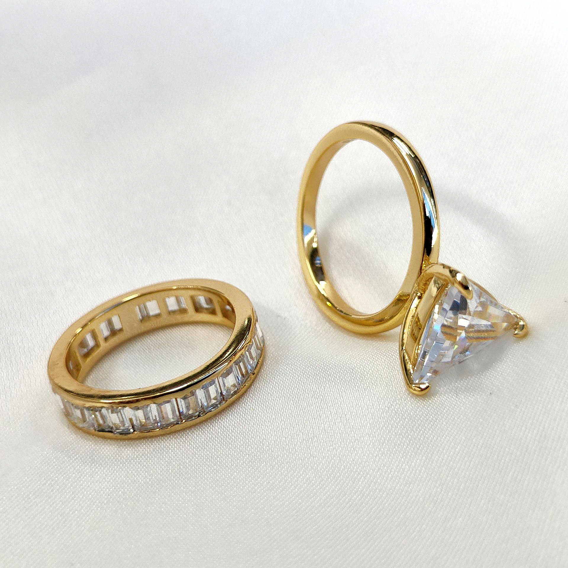 4.15ct Triangle Cut White Sapphire Wedding Set