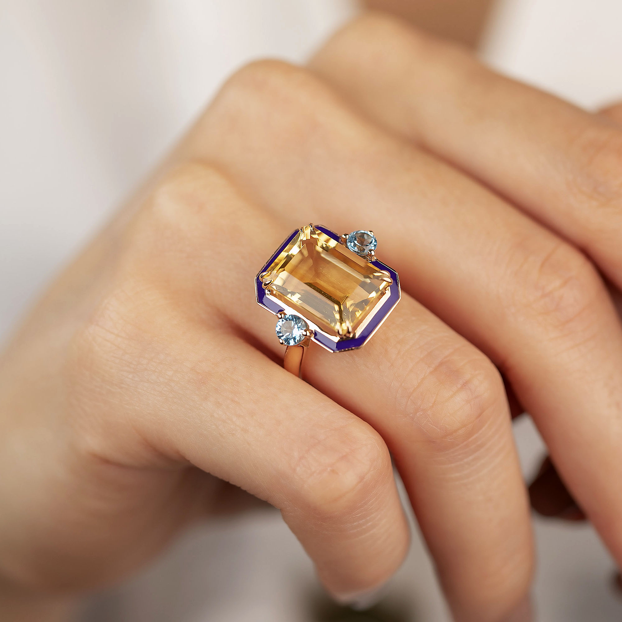 5.76ct Art Deco Emerald Cut Yellow Sapphire Engagement Ring