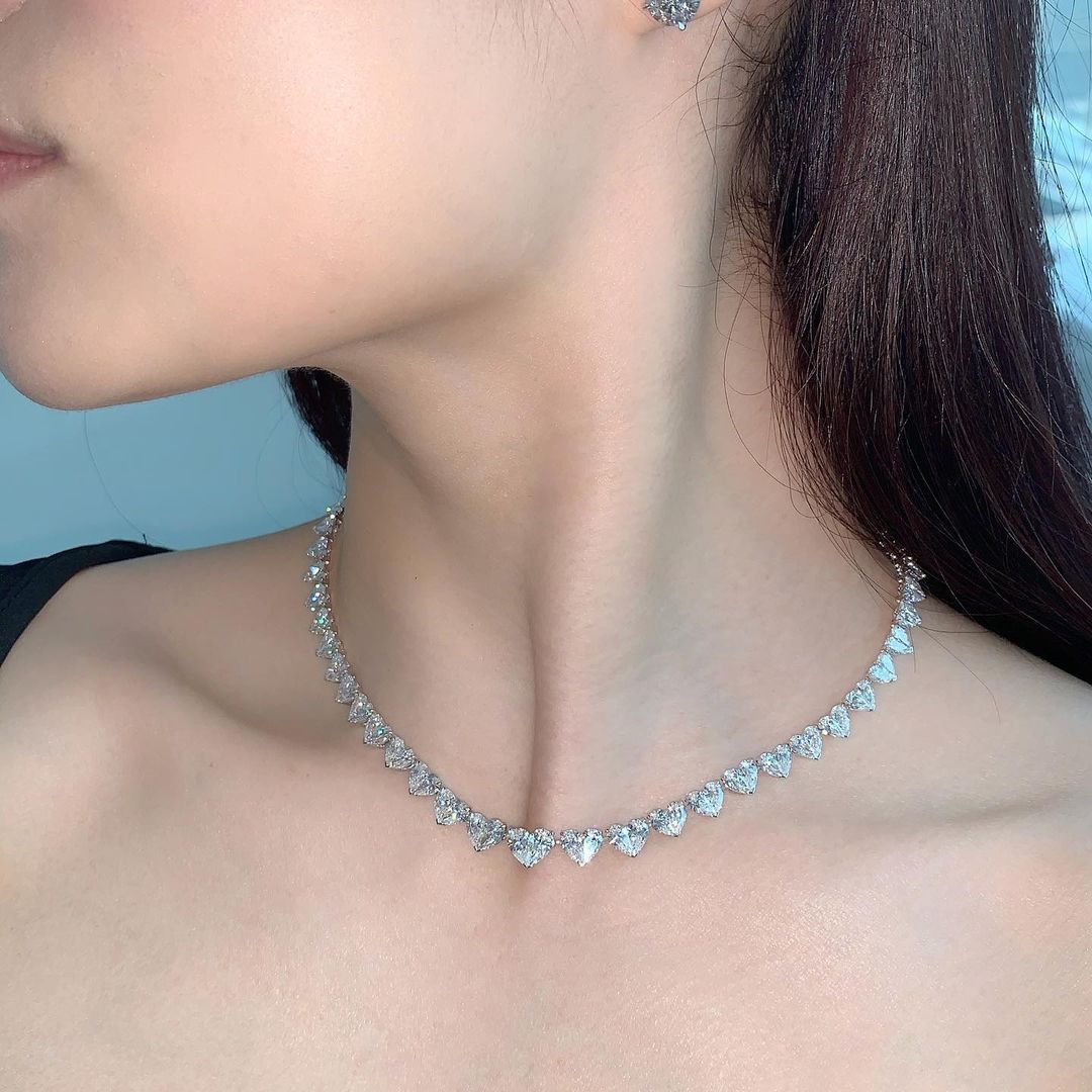 Love Heart White Sapphire Necklace Choker