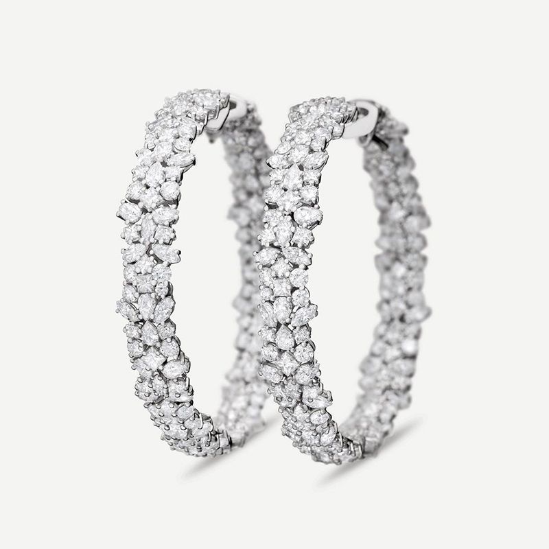 20ct Mixed Shape White Sapphire Hoop Earrings