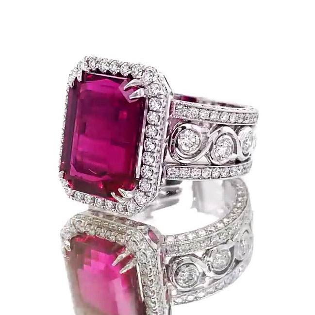 6ct Emerald Cut Ruby Sapphire Engagement Ring