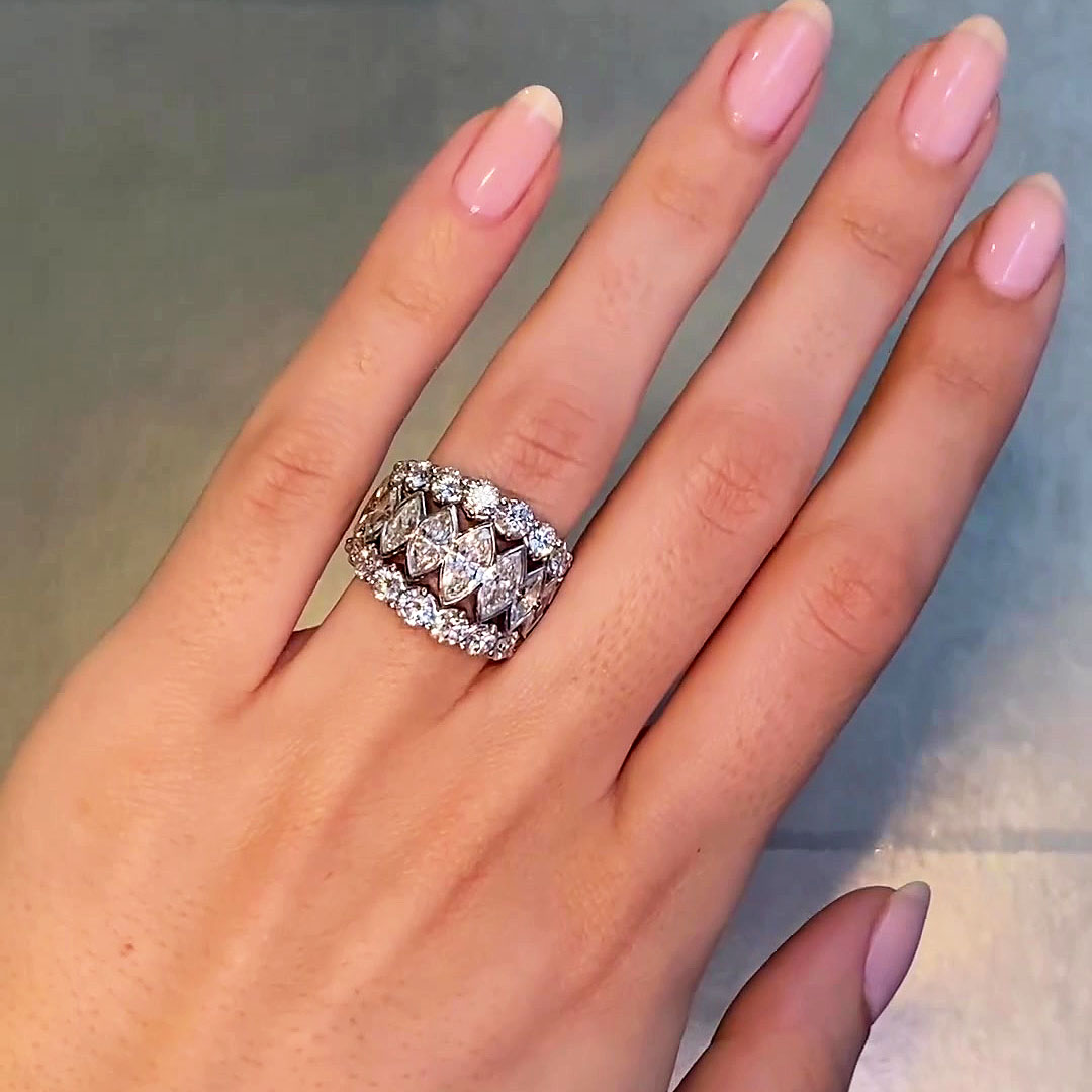 6.25ct Marquise Cut White Sapphire Eternity Ring