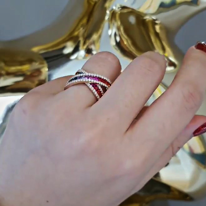 4ct Round Cut Rainbow Sapphire Eternity Ring