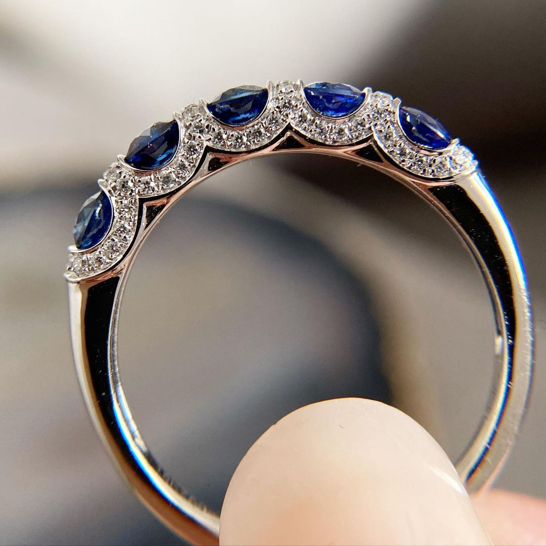 2.75ct Round Cut Blue Sapphire Eternity Ring
