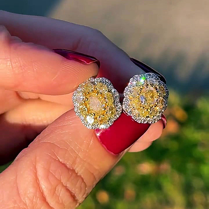 Oval Cut Yellow Sapphire Stud Earrings