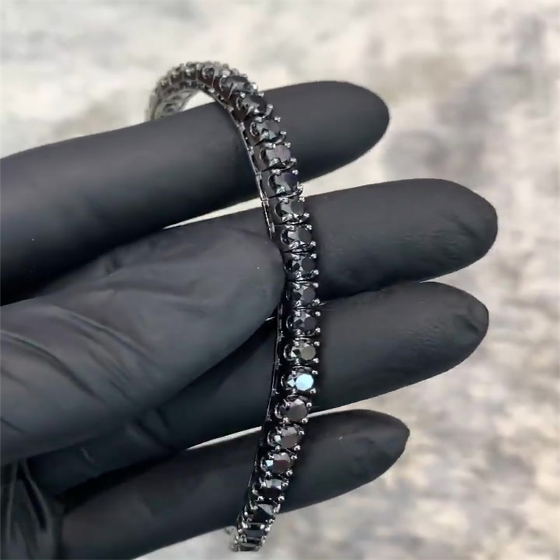 Classic Round Cut Black Sapphire Bracelet