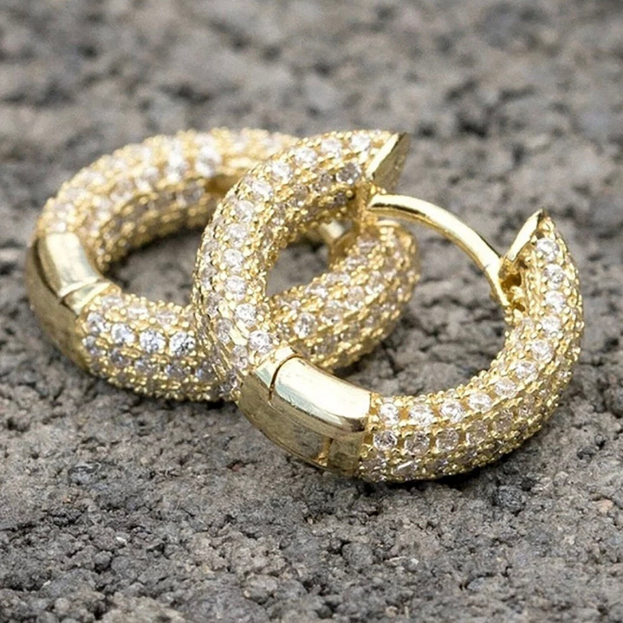 Iced Out Round Cut Sapphire Hoop Earrings