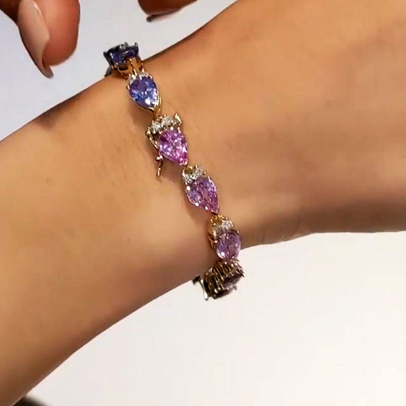 Pear Cut Rainbow Sapphire Bracelet