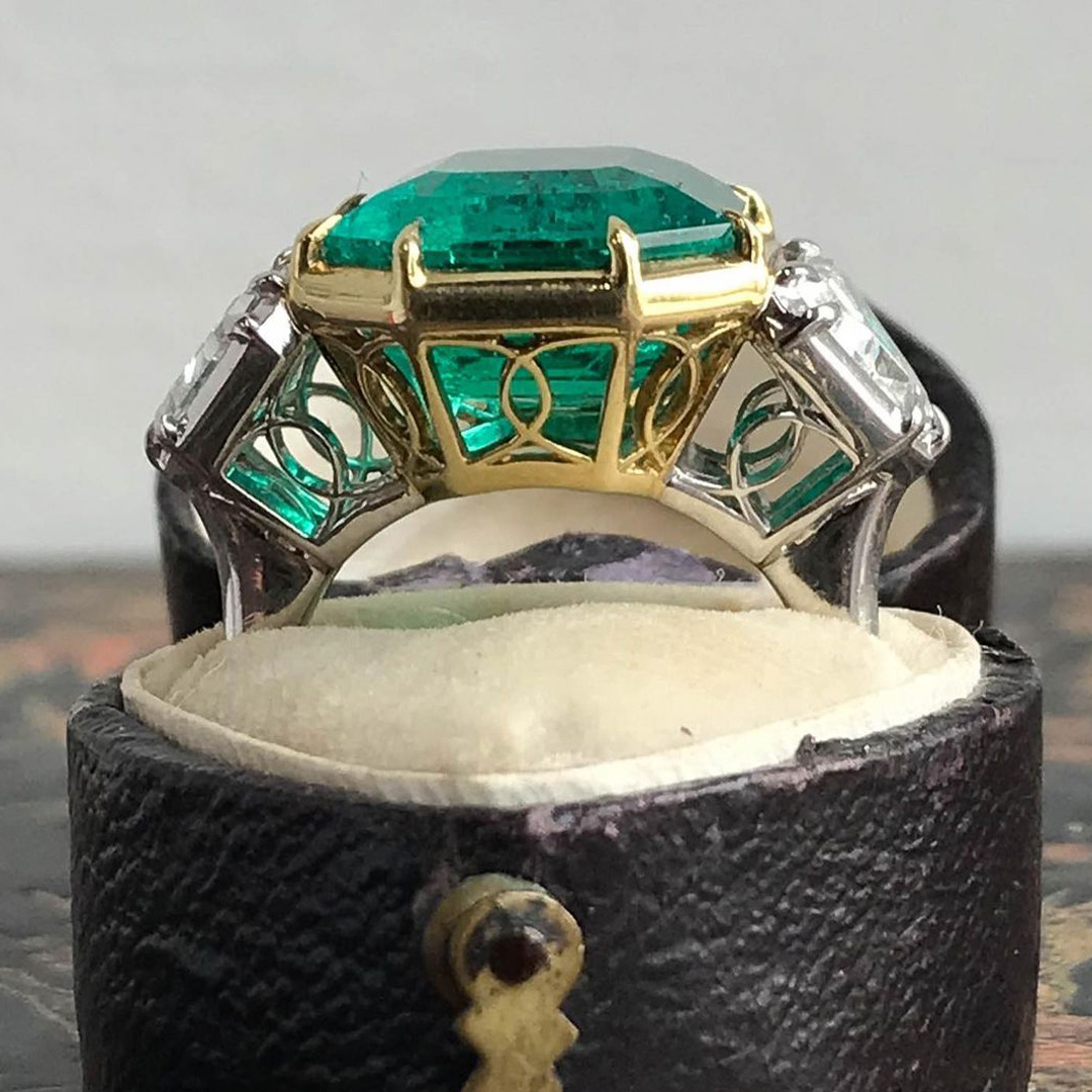 6ct Octagon Cut Emerald Sapphire Engagement Ring