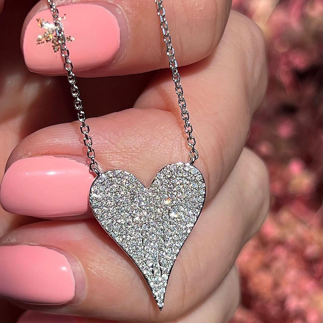 Love Heart Round Cut White Sapphire Pendant Necklace