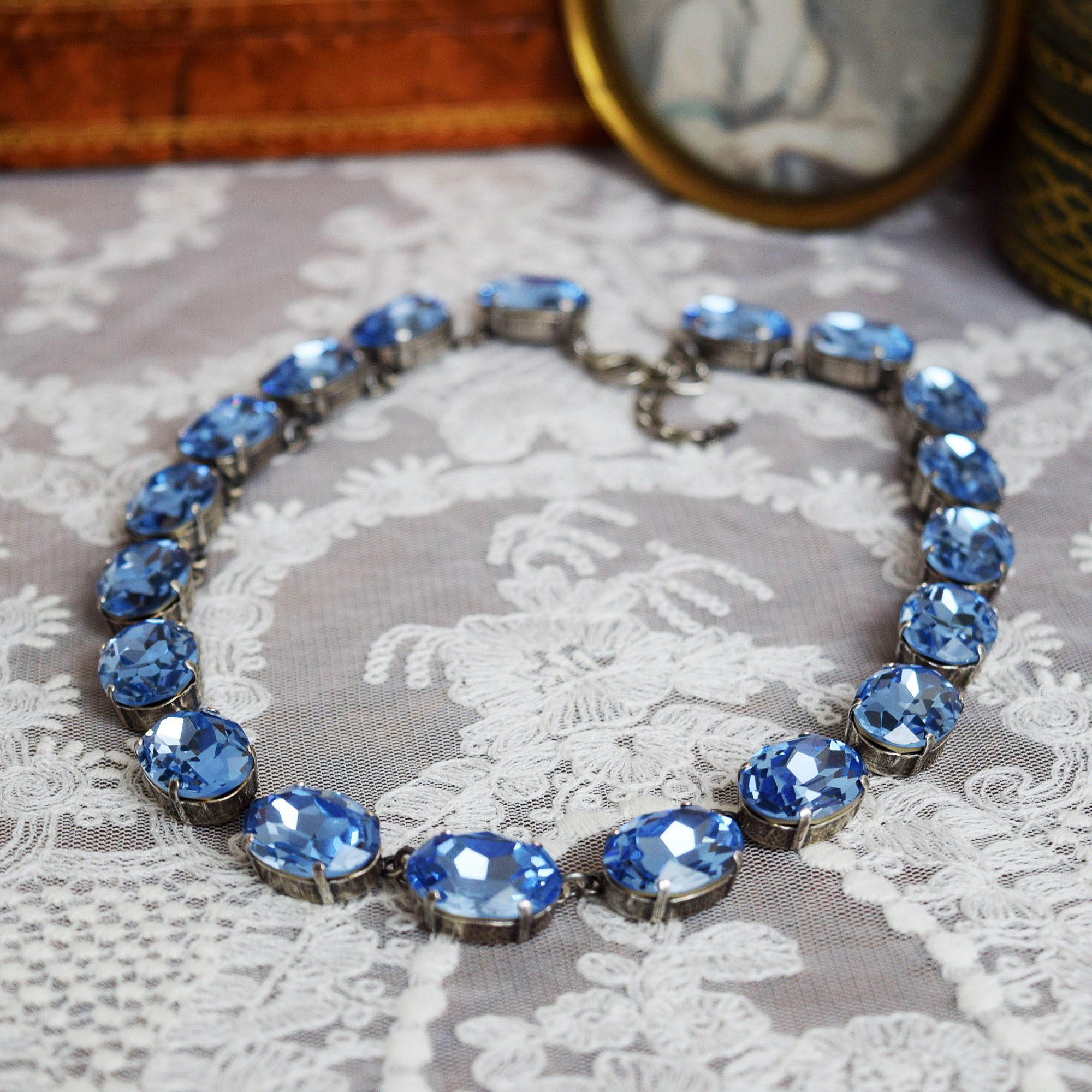 Oval Cut Aquamarine Sapphire Necklace