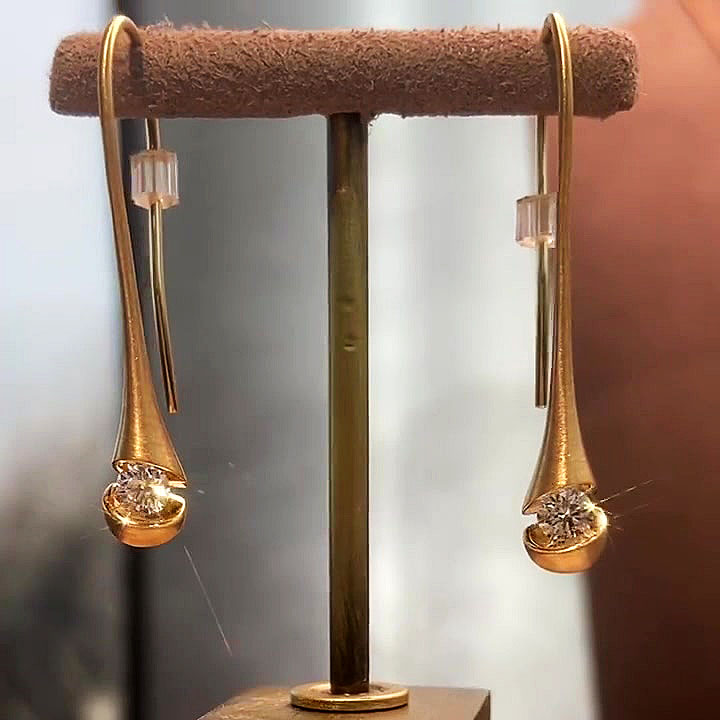 Round Cut White Sapphire Drop Earrings