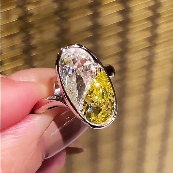 6ct Pear Cut Yellow Sapphire Engagement Ring