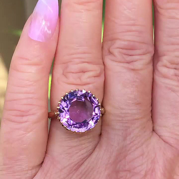 5ct Round Cut Amethyst Sapphire Engagement Ring