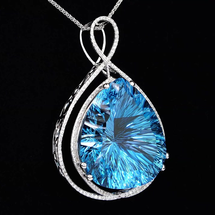 Pear Cut Blue Sapphire Pendant Necklace