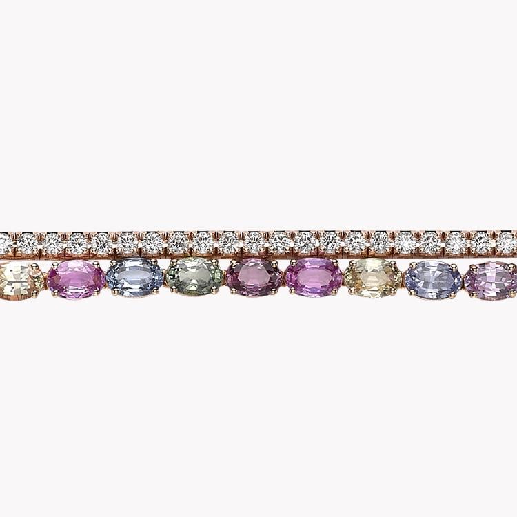 Oval Cut Rainbow Sapphire and Diamond Bracelet