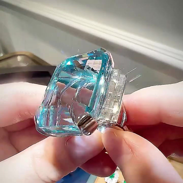 8ct Emerald Cut Aquamarine Sapphire Engagement Ring