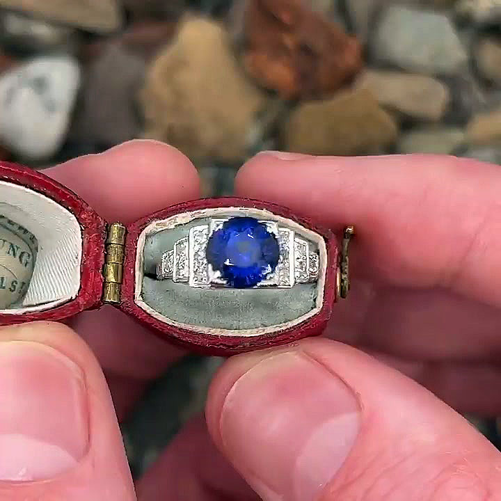 3ct Round Cut Blue Sapphire Engagement Ring