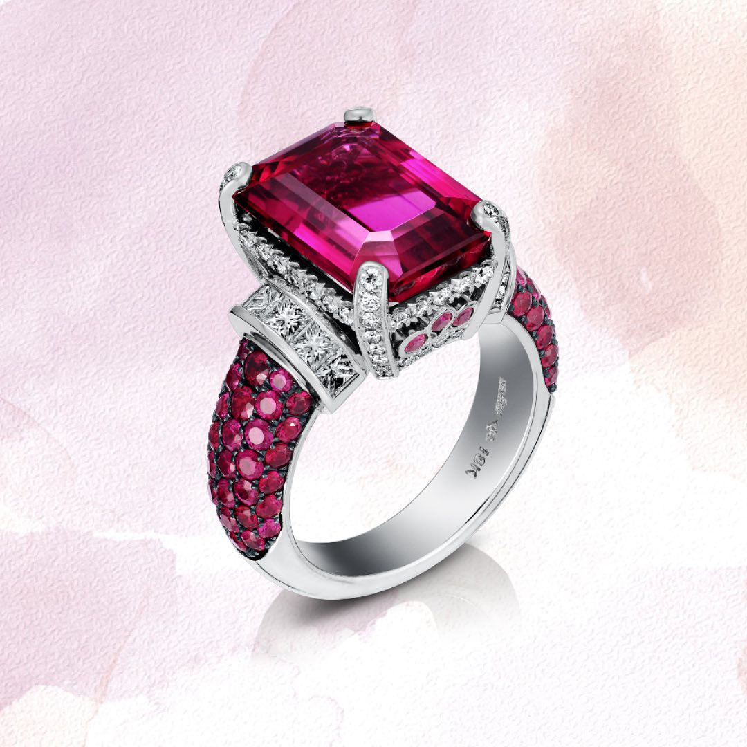 6ct Emerald Cut Ruby Sapphire Engagement Ring