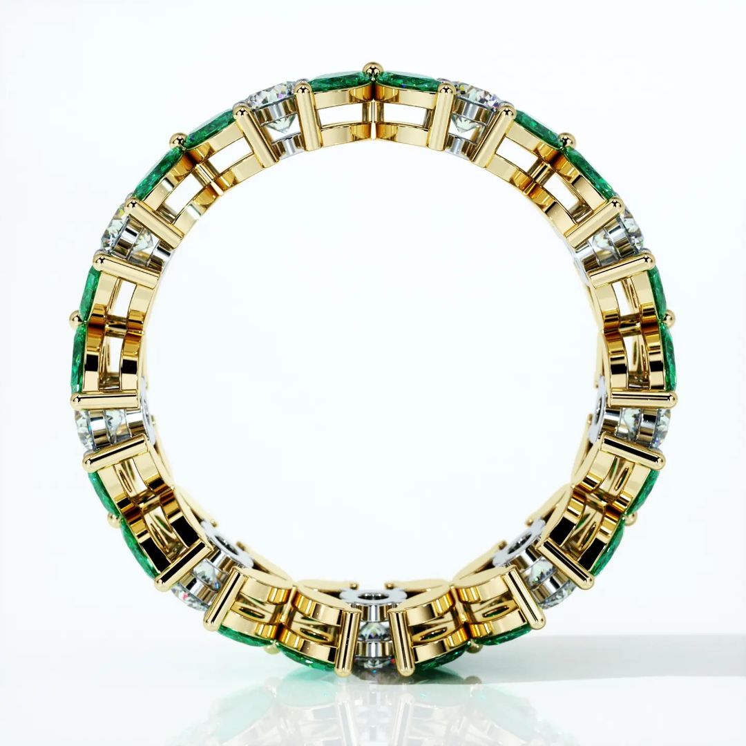 6ct Marquise Cut Emerald Sapphire Eternity Ring