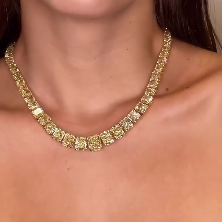 Radiant Cut Yellow Sapphire Choker Necklace