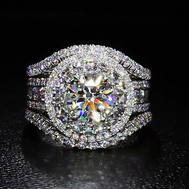 5ct Round Cut White Sapphire Engagement Ring