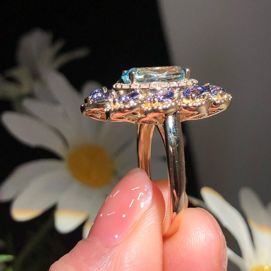 5ct Oval Cut Aquamarine Sapphire Engagement Ring