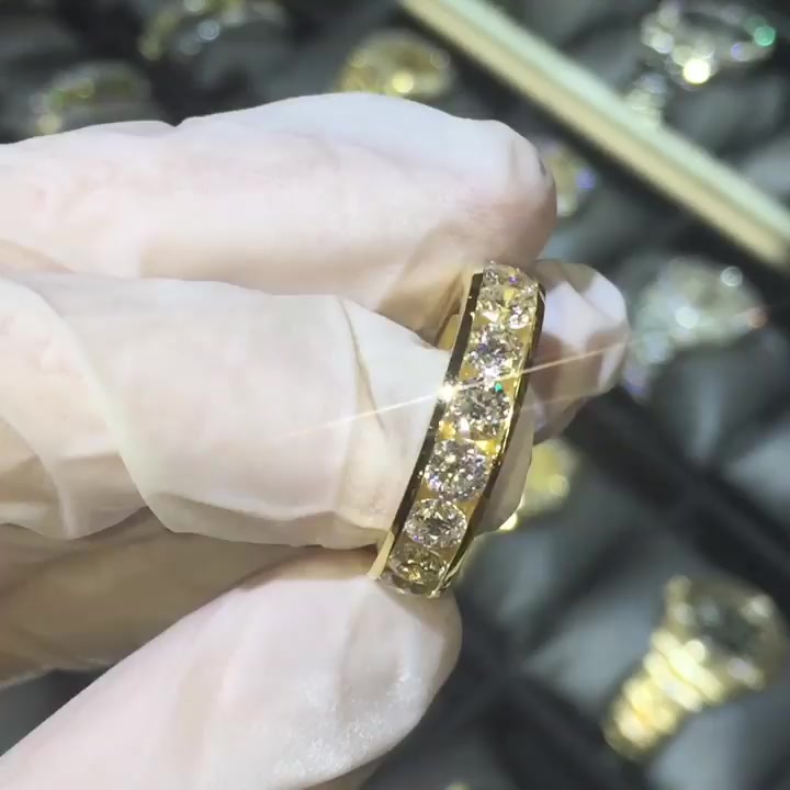 2ct Round Cut Gold Sapphire Wedding Band For Men