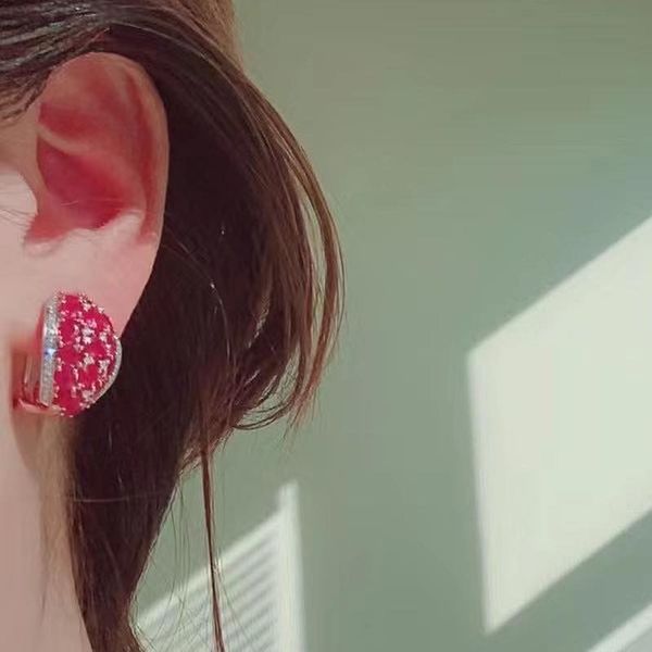 Oval Cut Rose Gold Italian Style Ruby Sapphire Hoops Earrings