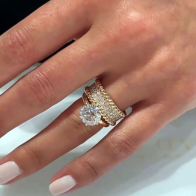 3ct Round Cut White Sapphire Wedding Set