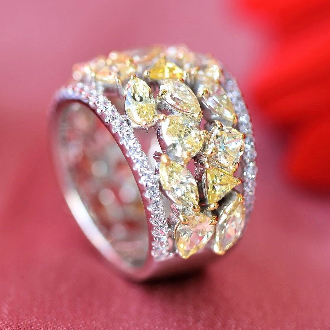 10ct Irregular Cut Yellow Sapphire Cocktail Ring