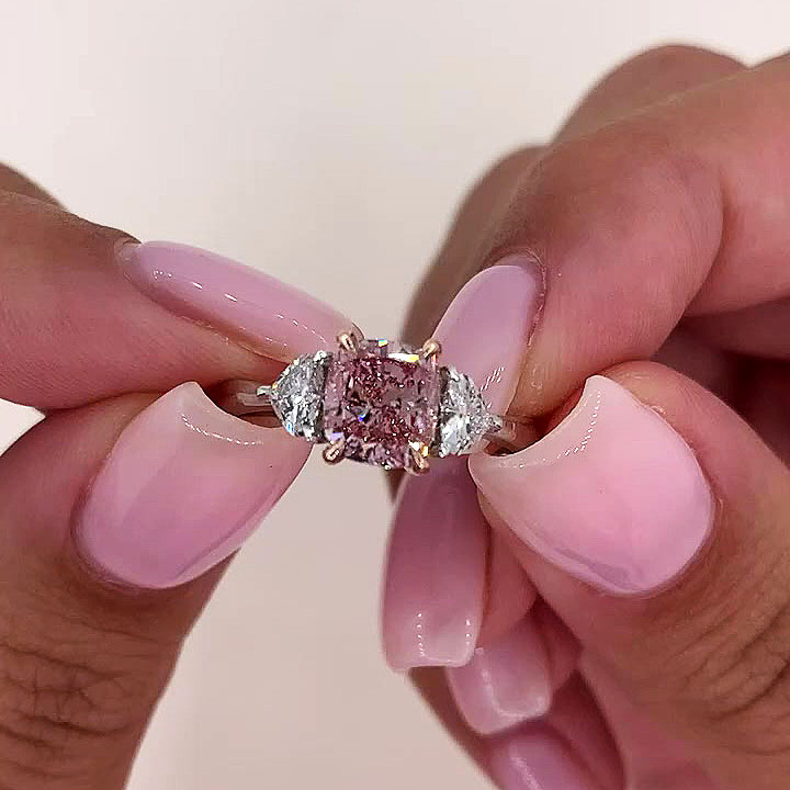 3ct Cushion Cut Pink Sapphire Engagement Ring