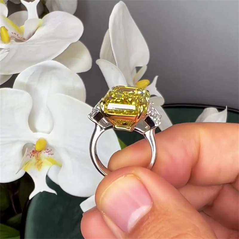 10ct Emerald Cut Yellow Sapphire Engagement Ring