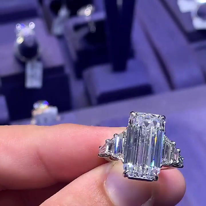 7.5ct Seven-stone Baguette Cut White Sapphire Engagement Ring